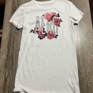 A white flowered Classic Crew tee from Aeropostale